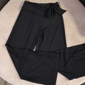 Susan Lawrence Black Wide-Leg Pants with Bow Detail